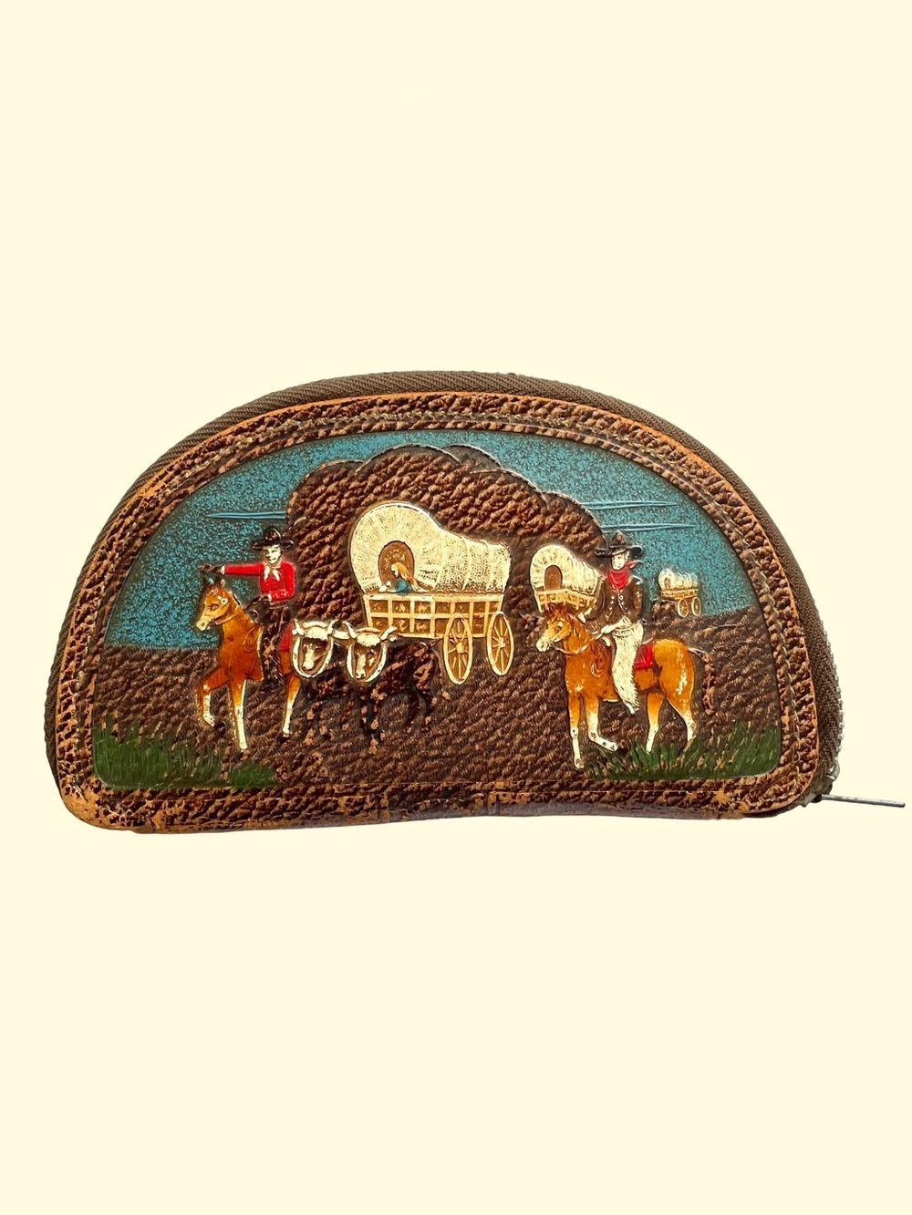 Vintage 1940s Leather Wales Half-Moon Scotch Coin Purse